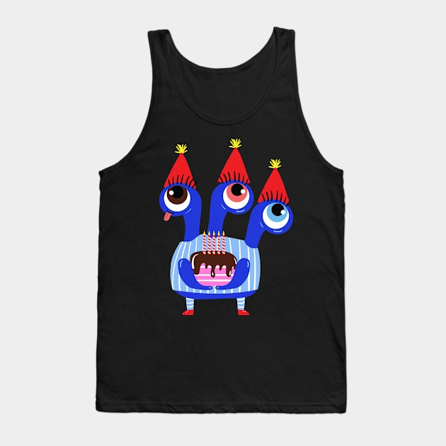 Birthday Three-headed Monster Tank Top by Charaf Eddine